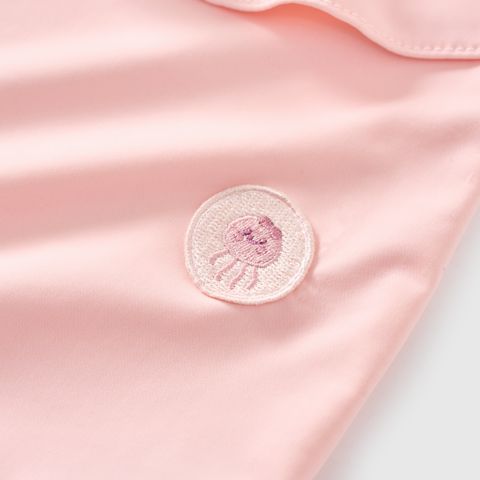  Bộ bơi liền hai dây màu hồng thêu patch 
