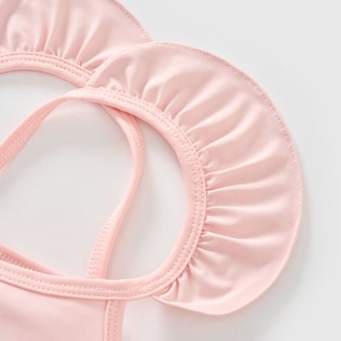  Bộ bơi hai dây màu hồng thêu patch 