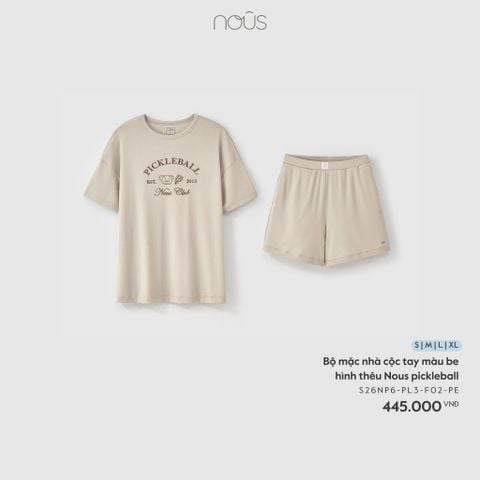  Bộ mặc nhà cộc tay màu be hình thêu Nous pickleball 