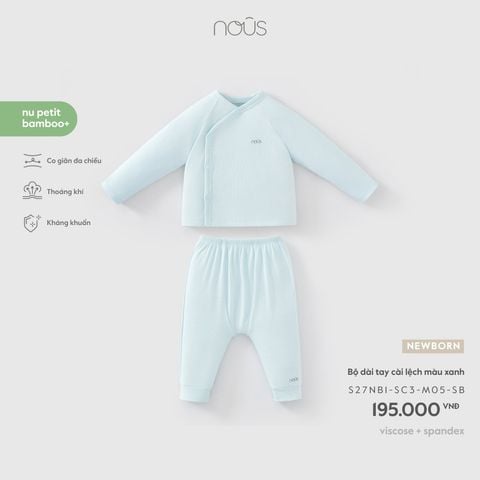  Bộ dài tay cài lệch màu xanh NB M05 