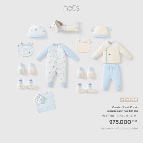  Combo đi sinh 16 món màu be xanh họa tiết chó NB 