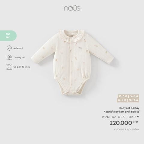  Bodysuit dài tay họa tiết cây kem phối bèo cổ 