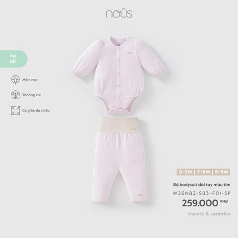  Bộ bodysuit dài tay màu tím 