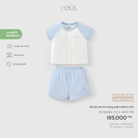  Bộ cộc tay áo trắng quần xanh in chữ 