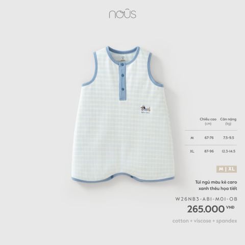  Túi ngủ màu kẻ caro xanh thêu họa tiết M01 