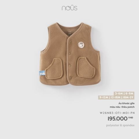  Áo khoác gile màu nâu thêu patch M01 