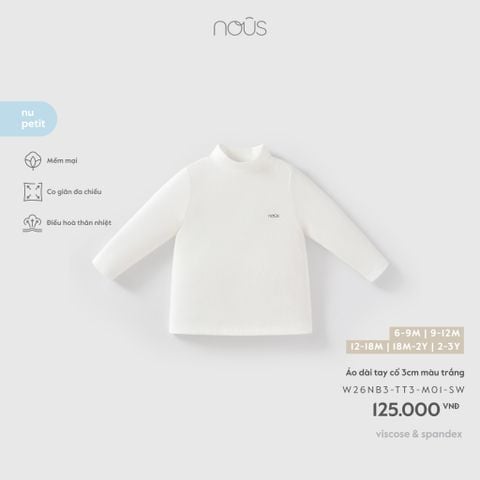 Áo dài tay cổ 3cm màu trắng ngà M01 
