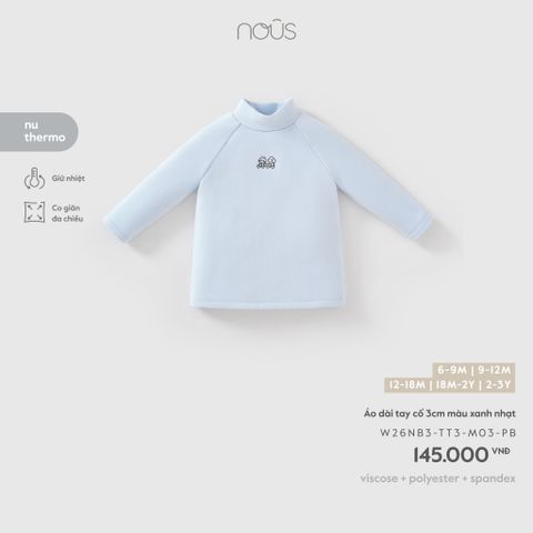  Áo dài tay cổ 3cm màu xanh nhạt 