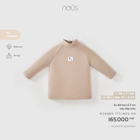 Áo dài tay cổ 3 cm nâu đáp mác 