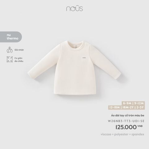  Áo dài tay cổ tròn màu be 