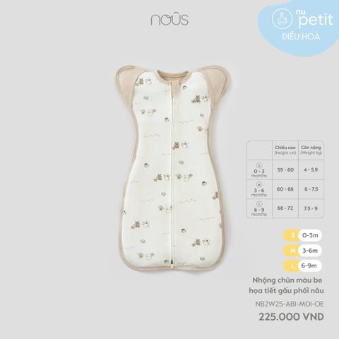  Nhộng chũn màu be họa tiết gấu phối nâu 