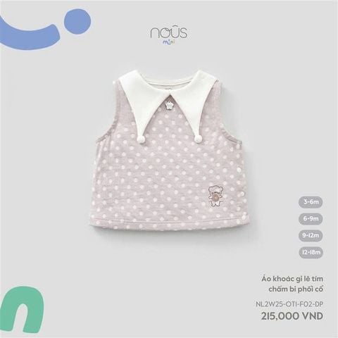  Áo khoác gi lê tím chấm bi phối cổ 