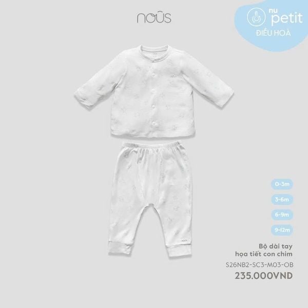  Bộ dài tay họa tiết con chim 