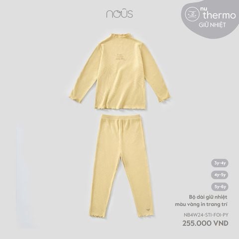  Bộ dài giữ nhiệt màu vàng in trang trí 