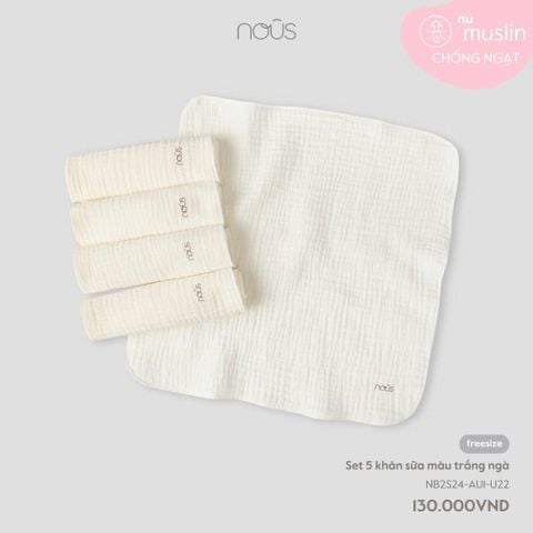  Set 5 khăn sữa màu trắng ngà 