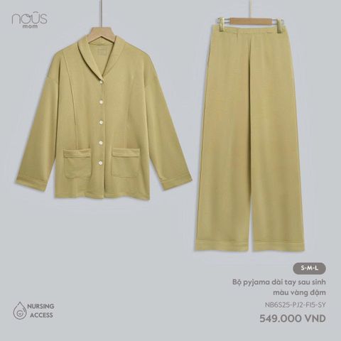  Bộ pyjama dài tay sau sinh màu vàng đậm 