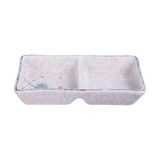  Blanche - 2-compartment Sauce Dish 12 x 6cm - Dĩa 2 ngăn nhỏ 12 x 6cm phun vẽ lá (Leaf Dance collection) 