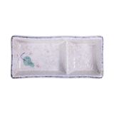  Blanche - 2-compartment Sauce Dish 15 x 7 x 3cm - Dĩa 2 ngăn 15 x 7 x 3cm phun vẽ lá (Leaf Dance collection) 