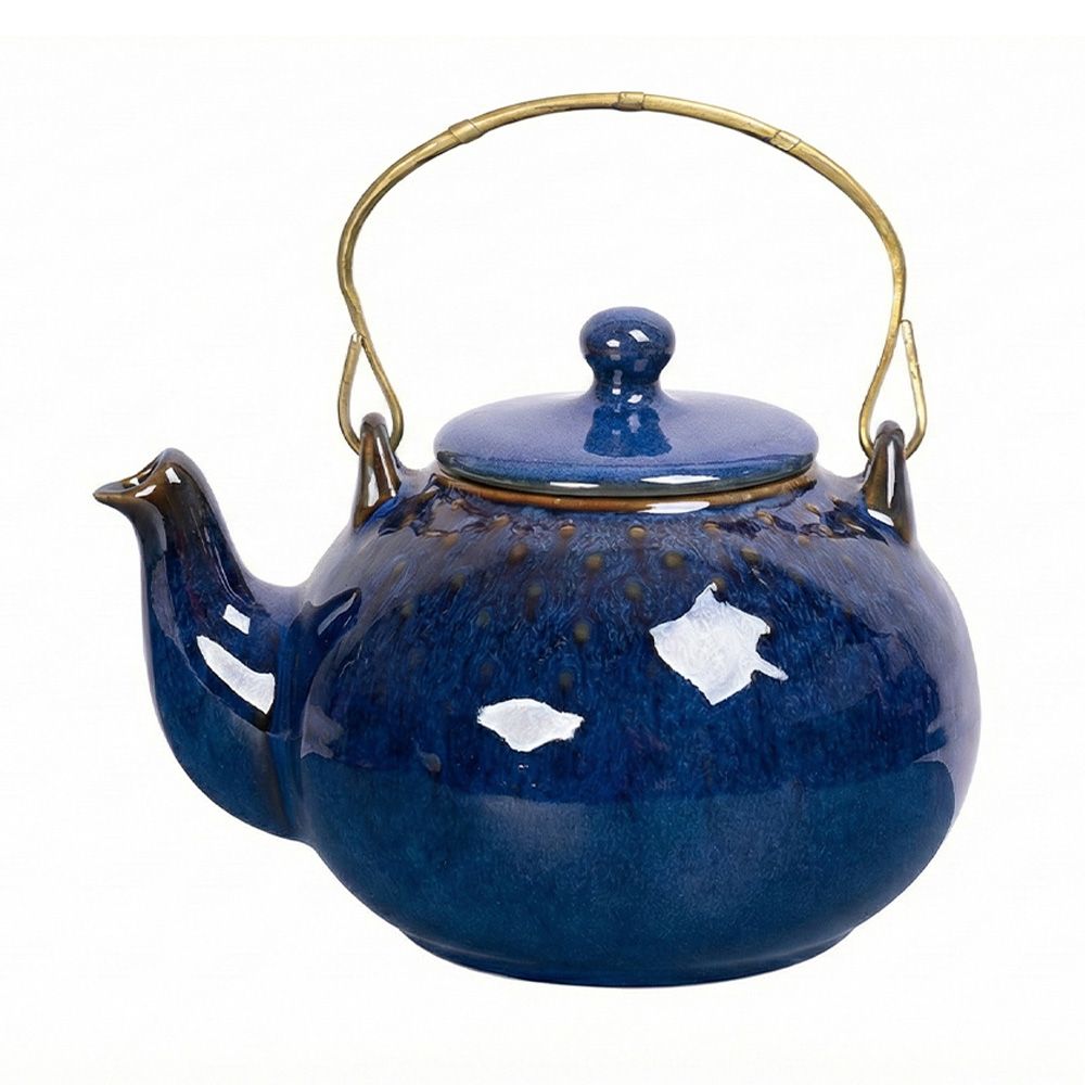  Saphir - Teapot 550ml - Bình trà bầu 550ml xanh viền nâu 