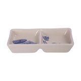  Cream - 2-Compartment Sauce Dish 12 x 6cm - Dĩa 2 ngăn 12 x 6cm The Nón Lá (Bonjour Vietnam collection) 