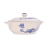  Cream - Casserole w/ Lid 20cm - Thố có nắp sọc tròn 20cm The Nón Lá (Bonjour Vietnam collection) 