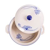  Cream - Casserole w/ Lid 20cm - Thố có nắp sọc tròn 20cm The Nón Lá (Bonjour Vietnam collection) 