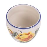  Cream - Tea Cup 140ml - Ly trà bầu 140ml màu kem hoa mẫu đơn vàng (Peony collection) 