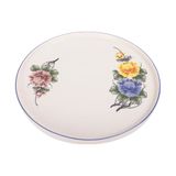  Cream - Round Flat Plate 26cm - Dĩa tròn vành đứng 26cm màu kem hoa mẫu đơn (Peony collection) 