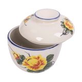  Cream - Bowl w/ Lid 10.5cm - Thố có nắp 10.5cm màu kem hoa mẫu đơn vàng (Peony collection) 