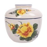  Cream - Bowl w/ Lid 9cm - Thố có nắp 9cm màu kem hoa mẫu đơn vàng (Peony collection) 