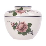  Cream - Bowl w/ Lid 9cm - Thố có nắp 9cm màu kem hoa mẫu đơn hồng (Peony collection) 