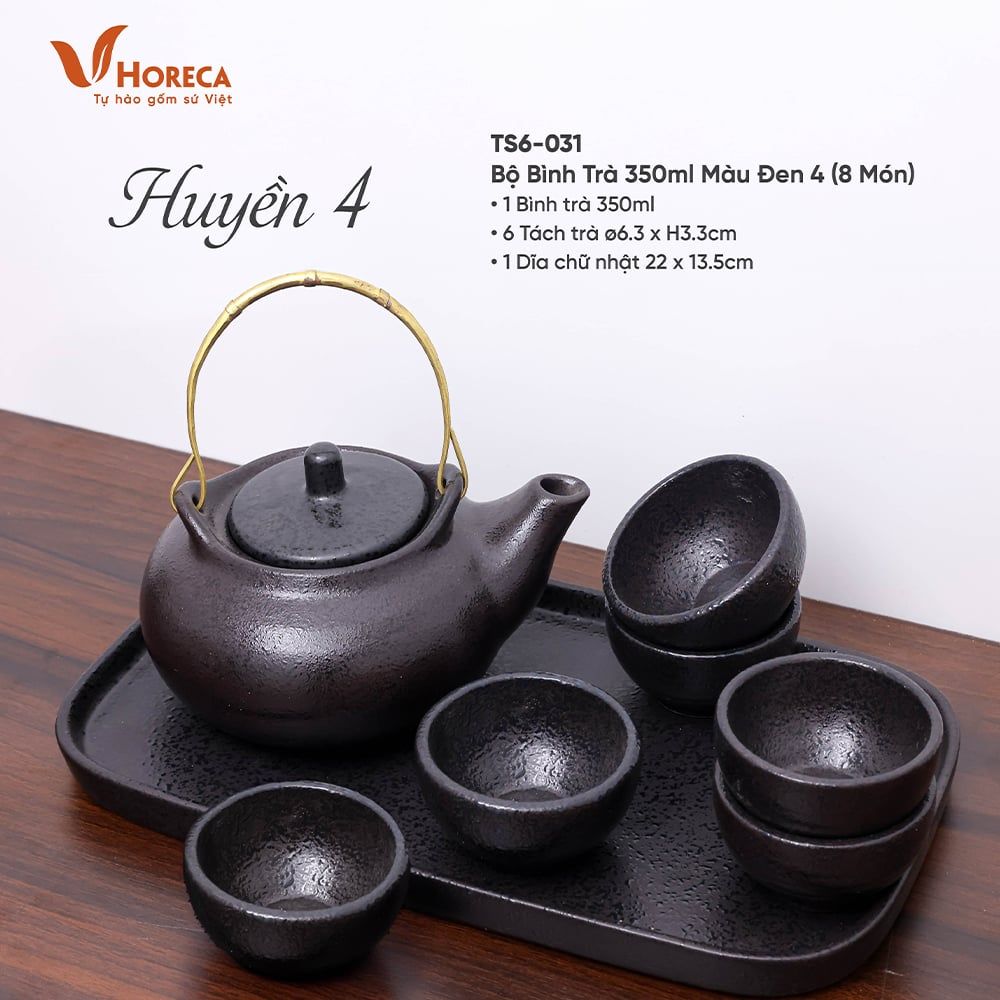  Noir - Tea Set 350ml (6 pax) - Bộ bình trà 350ml màu đen 4 - Không hộp 