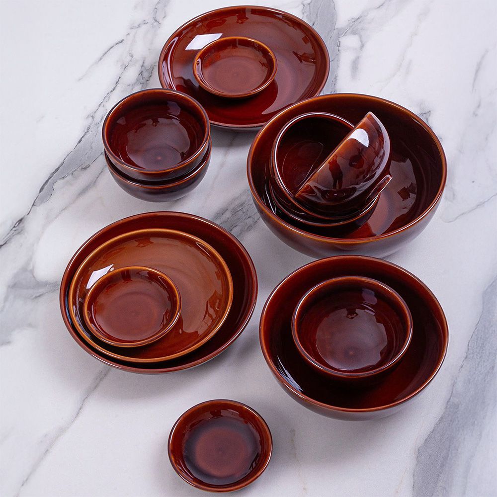  Kaffa - Family Set 14pcs - Bộ bàn ăn 6 người màu nâu (14 món) 