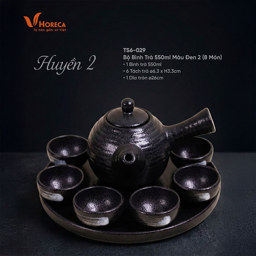  Noir - Tea Set 550ml (6 pax) - Bộ bình trà 550ml màu đen 2 - Không hộp 