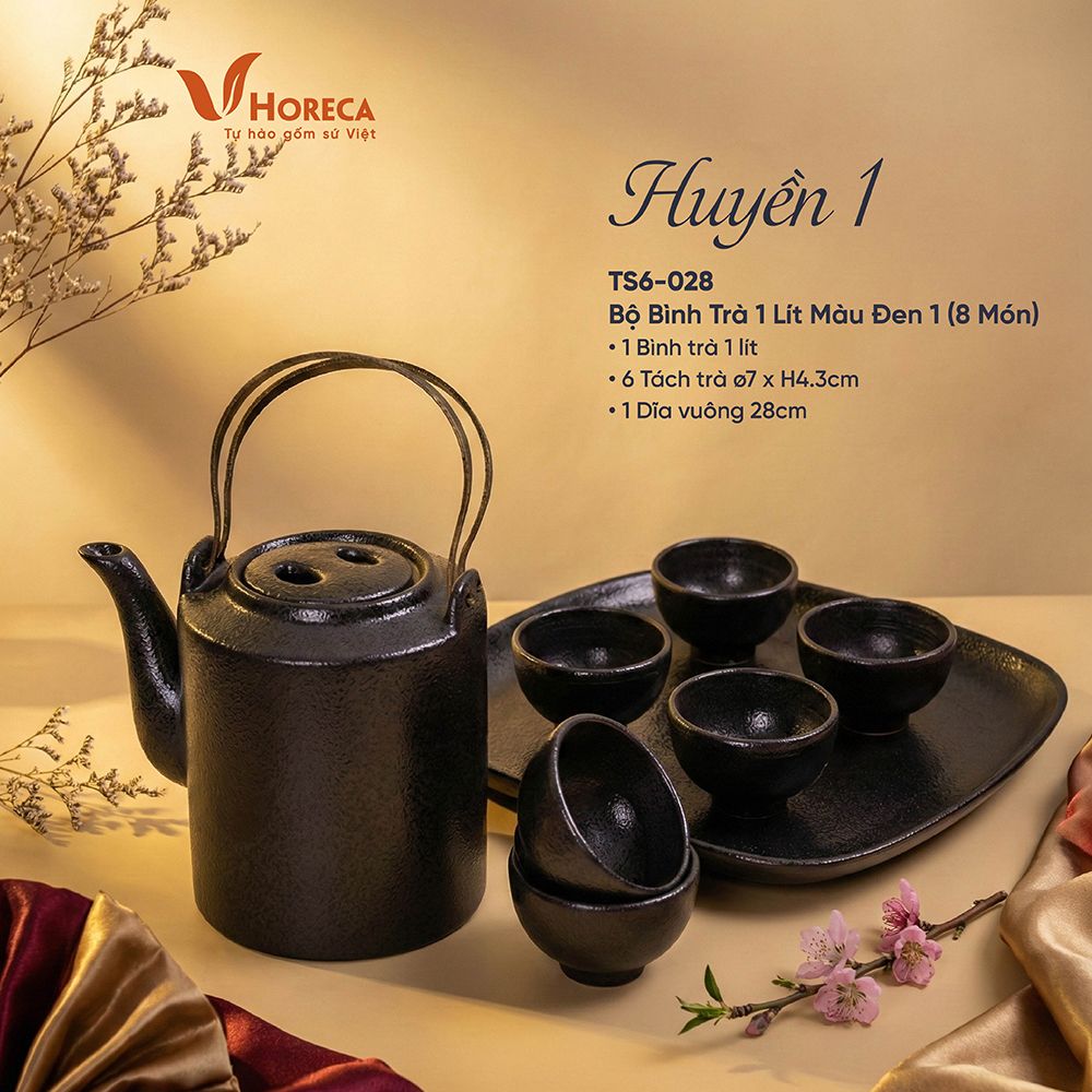  Noir - Tea Set 1L (6 pax) - Bộ bình trà 1L màu đen 1 - Không hộp 