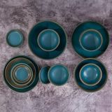  Aphrodite - Family Set 14pcs - Bộ bàn ăn 6 người xanh ngọc bích viền nâu (matte) (14 món) 