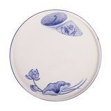  Cream - Round Flat Plate 26cm - Dĩa tròn vành đứng 26cm The Nón Lá (Bonjour Vietnam collection) 
