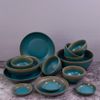 Aphrodite - Family Set 14pcs - Bộ bàn ăn 6 người xanh ngọc bích viền nâu (matte) (14 món)
