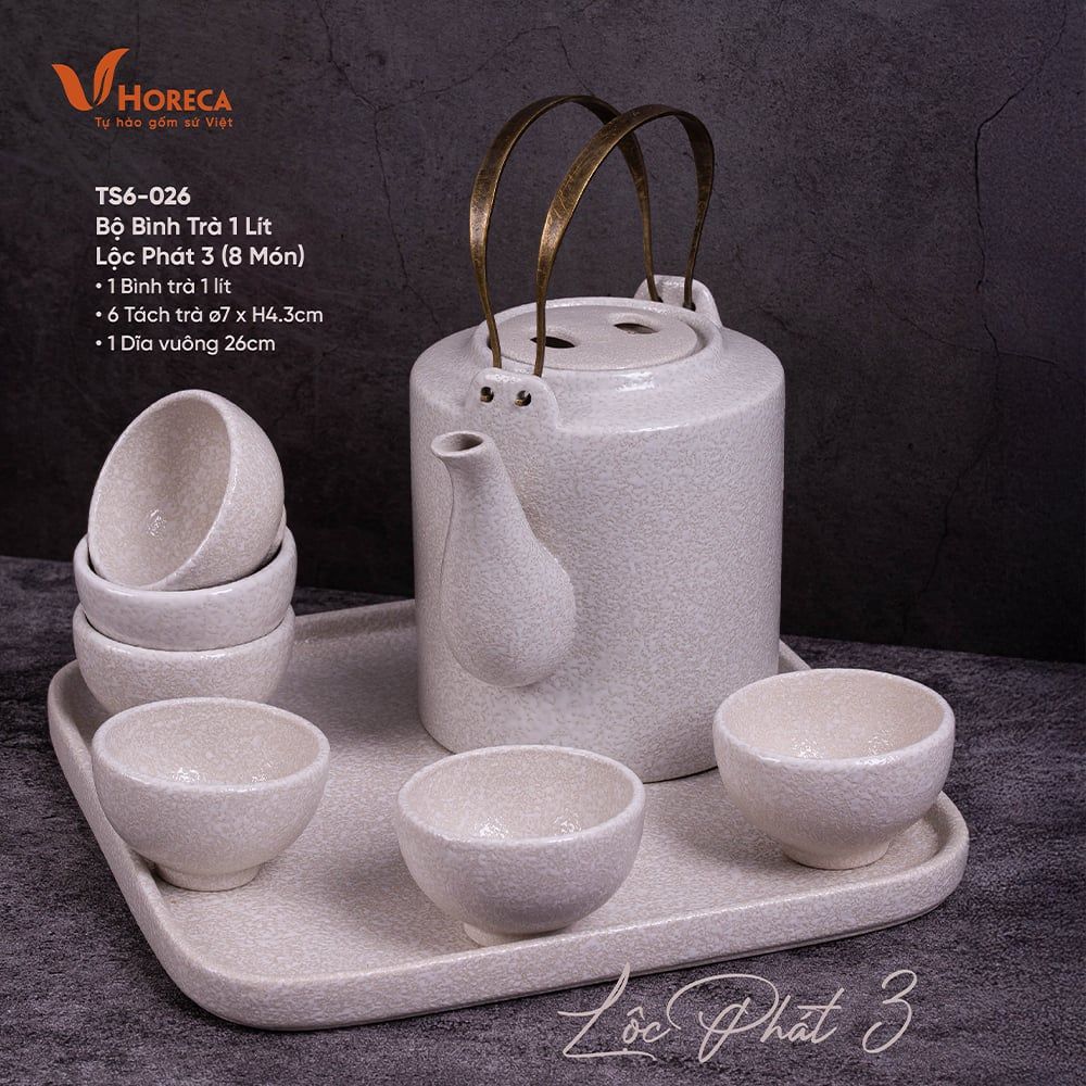  Blanche - Tea Set 1L (6 pax) - Bộ bình trà 1L lộc phát 3 - Không hộp 