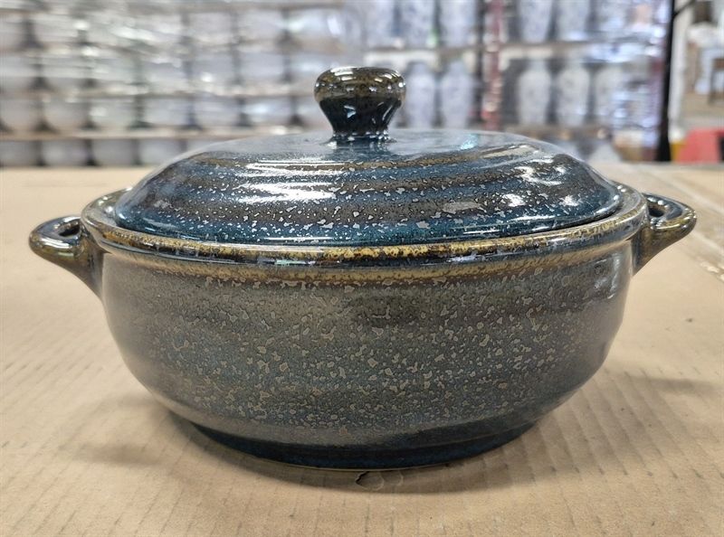  Seaweed - Casserole w/ Lid 20cm - Thố có nắp sọc tròn 20cm xanh rêu kim sa (Sparkling collection) 