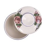 Cream - Bowl w/ Lid 9cm - Thố có nắp 9cm màu kem hoa mẫu đơn hồng (Peony collection) 