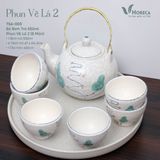  Blanche - Tea Set 550ml (6 pax) - Bộ bình trà 550ml phun vẽ lá 2 (Leaf Dance collection) - Không hộp 