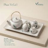  Blanche - Tea Set 350ml (6 pax) - Bộ bình trà 350ml phun vẽ lá 1 (Leaf Dance collection) - Không hộp 