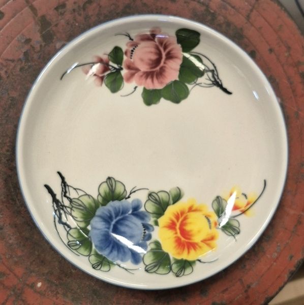  Cream - Round Coupe Plate 20cm - Dĩa ảo 20cm màu kem hoa mẫu đơn (Peony collection) 