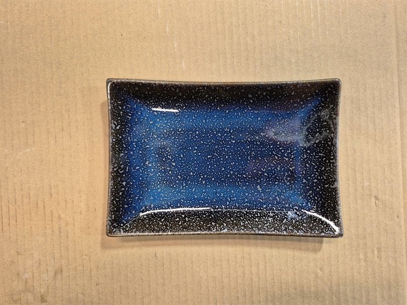  Saphir - Plate 21 x 14.5 x 2.8cm - Dĩa 21 x 14.5 x 2.8cm xanh viền nâu kim sa (Sparkling collection) 