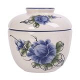  Cream - Bowl w/ Lid 10.5cm - Thố có nắp 10.5cm màu kem hoa mẫu đơn xanh (Peony collection) 