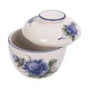  Cream - Bowl w/ Lid 9cm - Thố có nắp 9cm màu kem hoa mẫu đơn xanh (Peony collection) 