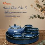  Saphir - Tea Set 350ml (6 pax) - Bộ bình trà 350ml xanh viền nâu 5 - Không hộp 
