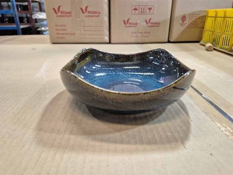  Seaweed - Lotus Bowl 20 x 6cm - Tô 4 cánh 20 x 6cm xanh rêu kim sa (Sparkling collection) 