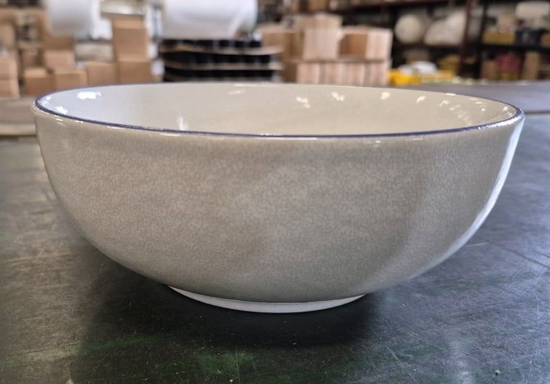  Blanche Neige - Round Bowl 20cm - Tô tròn 20cm tuyết trắng bóng viền xanh dương 